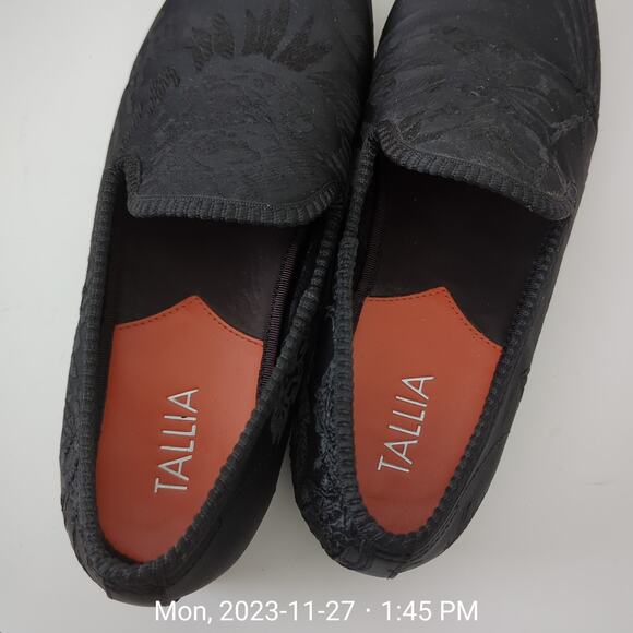 Tallia‎ Men\'s Enrico Embossed Satin Smoking Slippers Black Loafers Size 8.5 main image 6